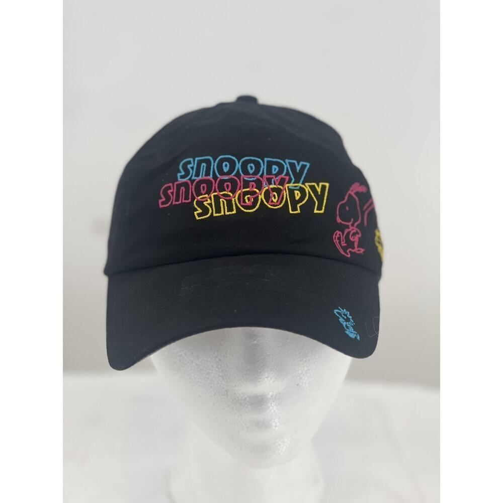 Peanuts Hat Cap Strap Back Boys Black Colorful Snoopy Woodstock Retro Kids Youth